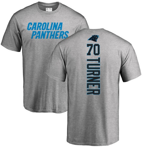 Carolina Panthers Men Ash Trai Turner Backer NFL Football #70 T Shirt